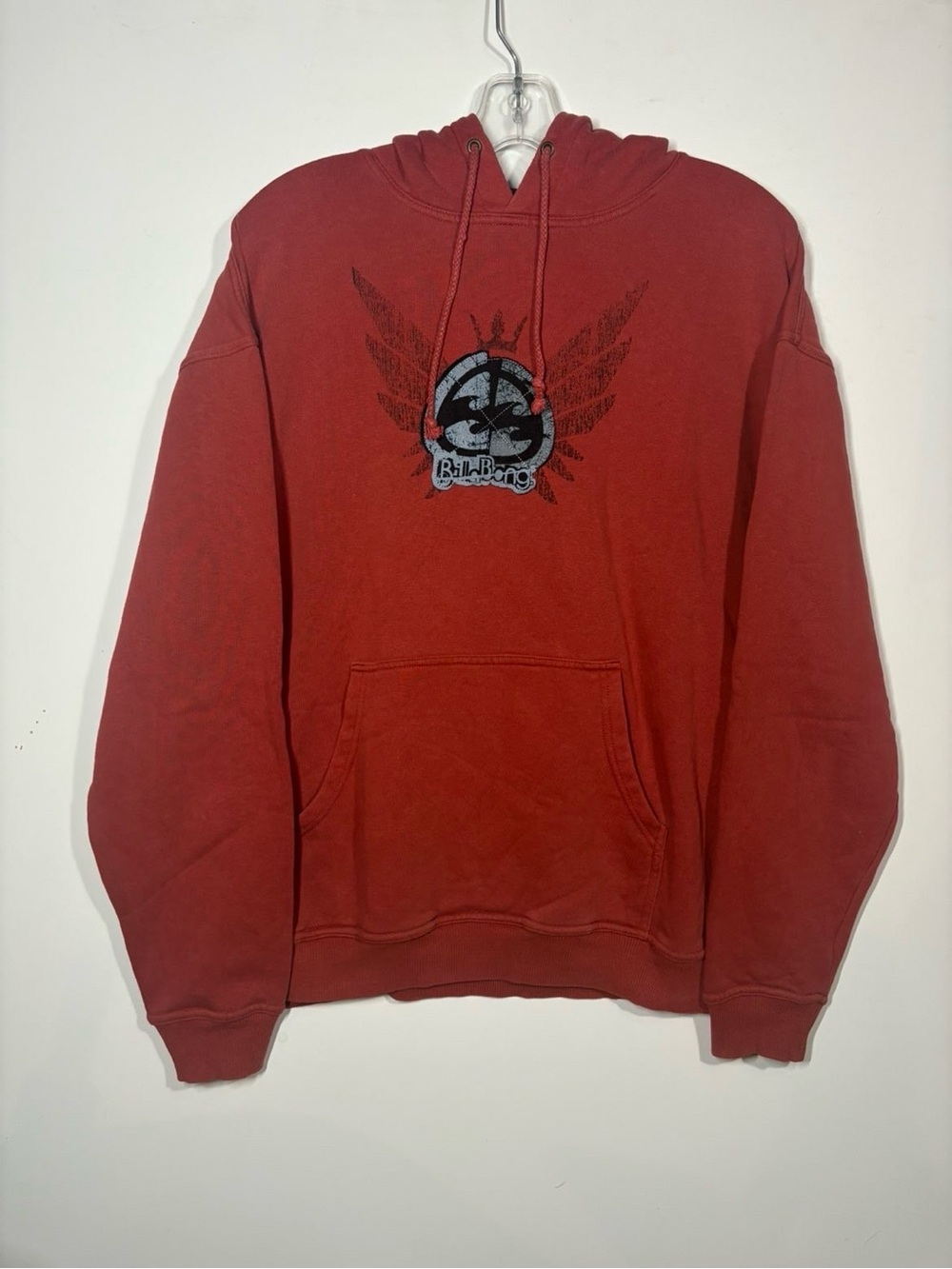 Vintage Y2K Billabong Men's Red Pullover Surfwear Hoodie